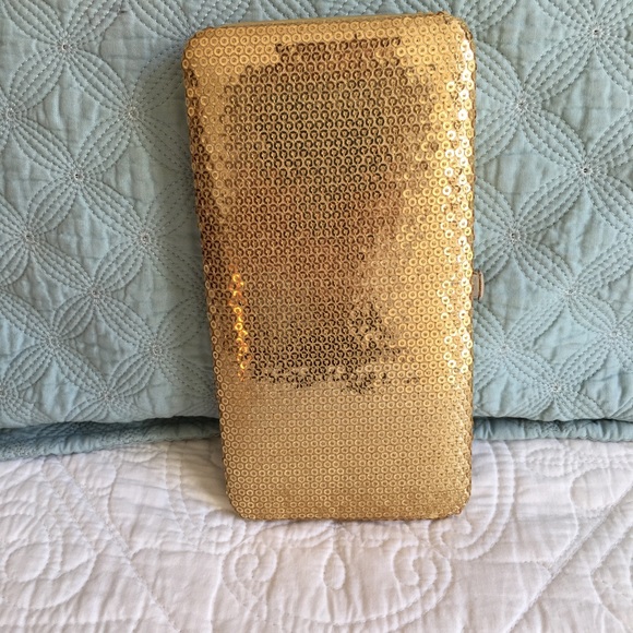 Handbags - Gold Sequined Clutch Wallet